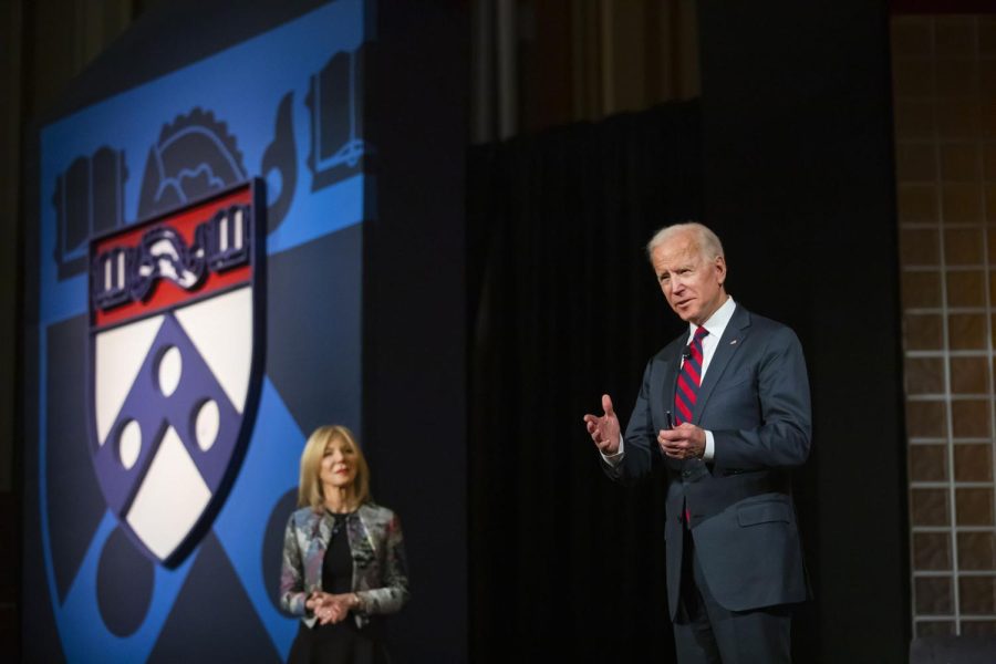 Former+Vice+President+Joe+Biden%2C+Presidential+Professor+of+Practice+at+the+University+of+Pennsylvania%2C+shared+the+stage+with+Penn+President+Amy+Gutmann+in+2019.