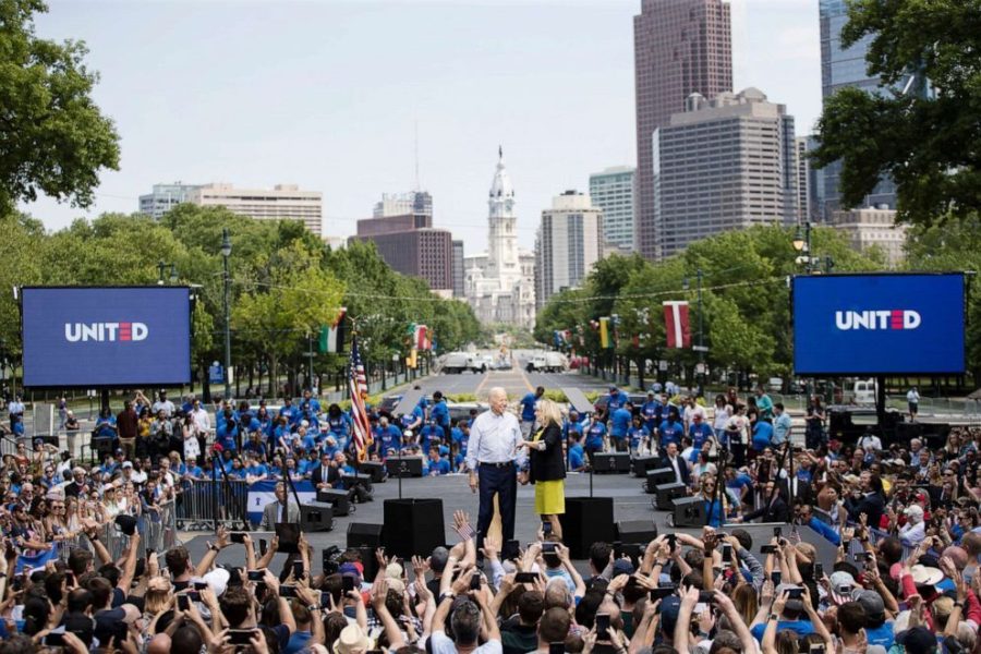 Joe Biden hosts a campaign rally in Philadelphia in the 2019 Democratic Primary race.