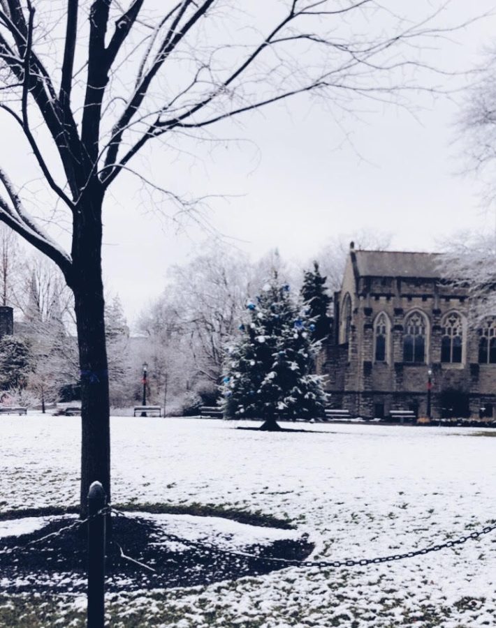 Students are ready for a snow-covered campus, as seasons change.