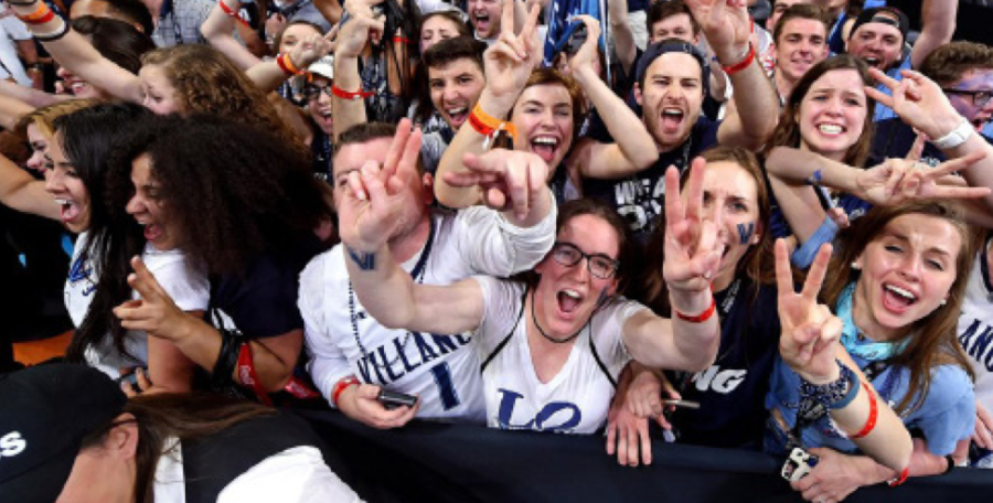 Fans cheering at a Villanova game before COVID-19.