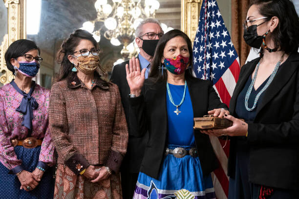 Upon+her+swearing-in+on+Thursday%2C+March+18%2C+Deb+Haaland+became+the+first+Native+American+cabinet+secretary+in+U.S.+history.