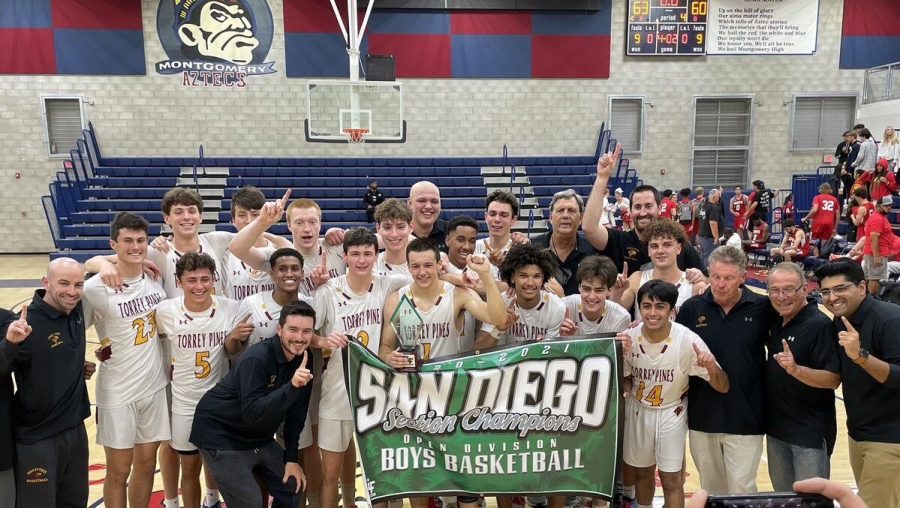 After+forming+a+bond+as+close+as+a+family+under+head+coach+John+Olive+during+the+COVID-19+impacted+offseason%2C+Torrey+Pines+boys+basketball+won+Open+Division+CIF+city+championship+on+June+12.