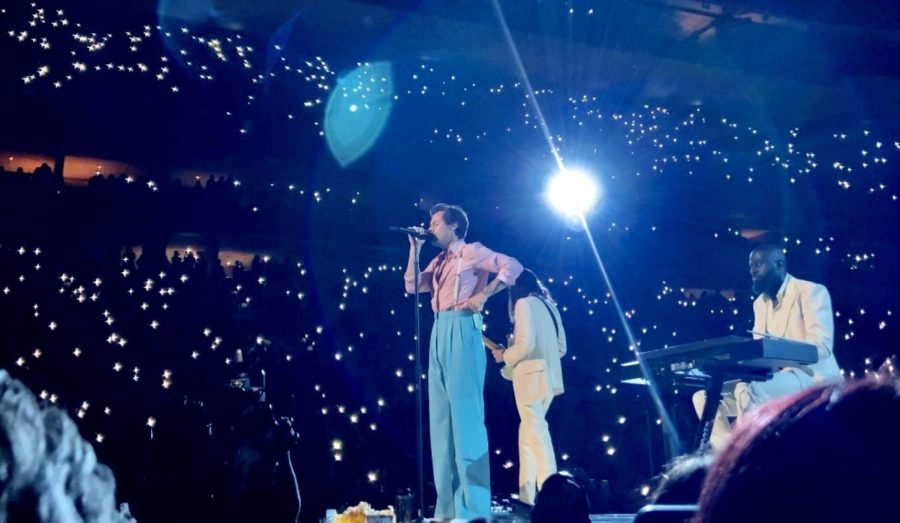 Harry Styles performing to an excited crowd in Philadelphia this past weekend.