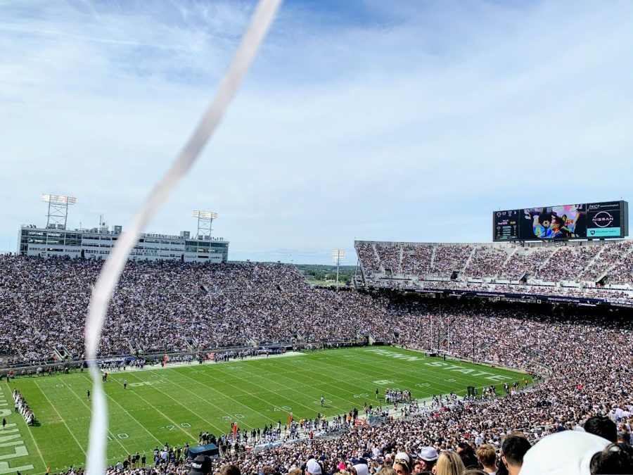 The Penn State football stadium can holds over 100,000 people and was packed this weekend.