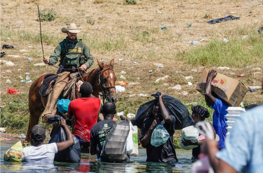 Haitian migrants trying to cross the Rio Grande were chased by border agents on horseback. 