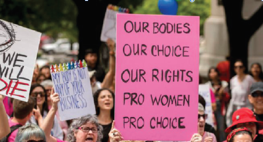 Women in Texas protest Senate Bill 8 and its restrictions on abortion. 