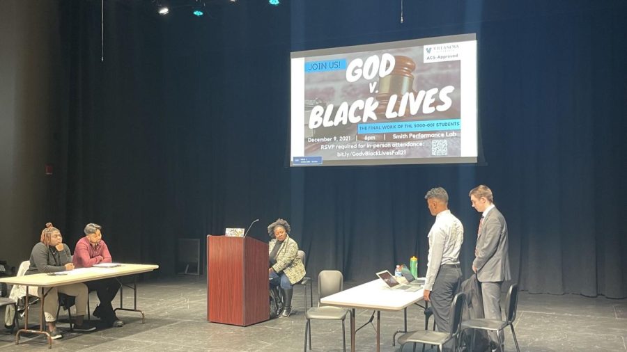 Students put on a mock trial for their final theology project about God’s responsibility for black suffering.