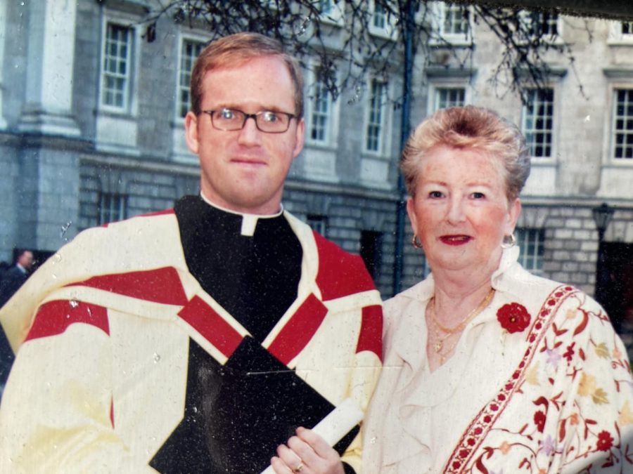 (Left to Right) Fr. David Cregan, O.S.A., Ph.D. with his mother, Evelyn, in Dublin, Ireland.