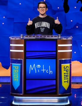 Sophomore Mitchell Macek took to the Jeopardy! stage for the college competition.