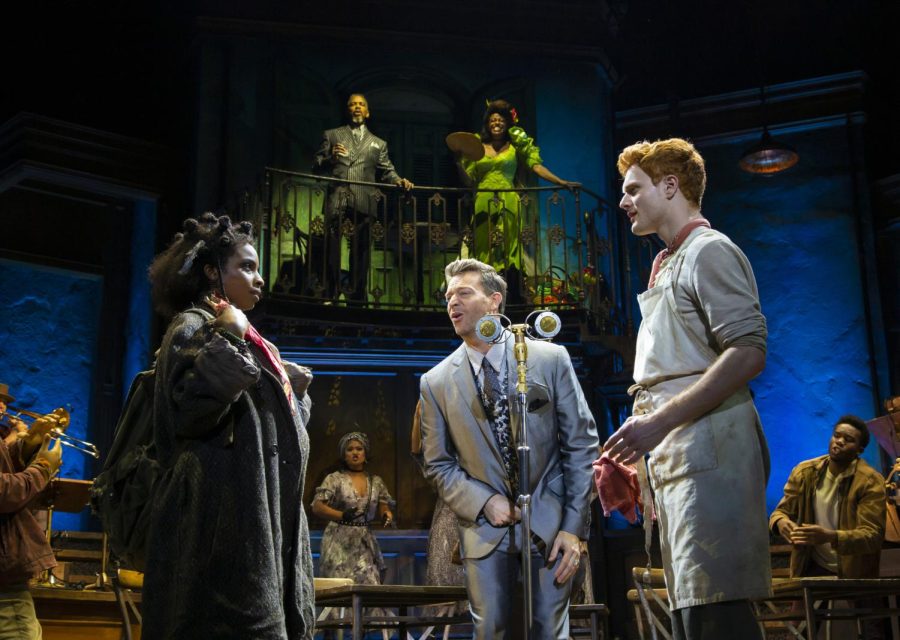 (From top left clockwise) Kevyn Morrow, Kimberly Marable, Nicholas Barsch, Levi Kreis, and Morgan Siobhan Green in the Hadestown North American Tour.