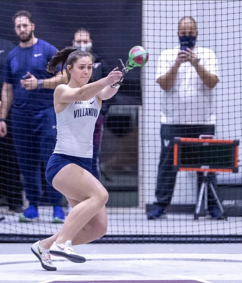 Emily Galvin (above) set a new personal best in the weight throw on Friday. 