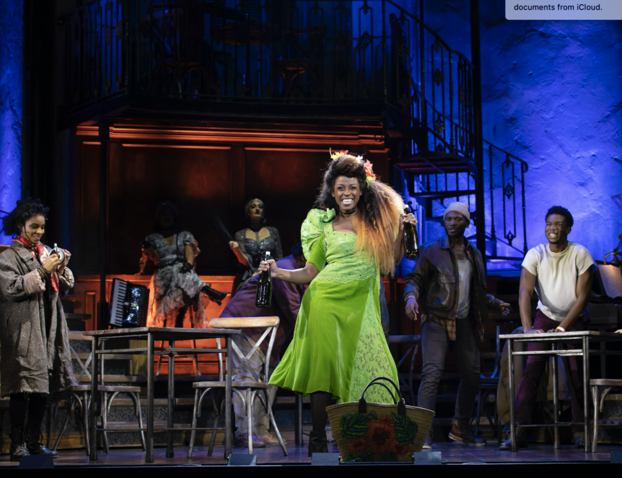 Kimberly Marble and company in the Hadestown North American Tour