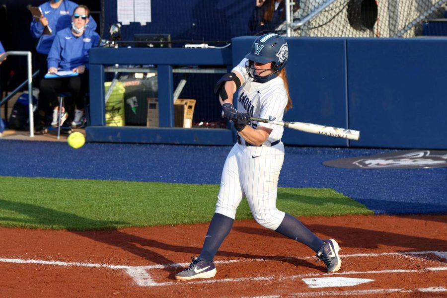 Megan Kern (above) hit a three-run go ahead homer in the teams sole win of the weekend. 