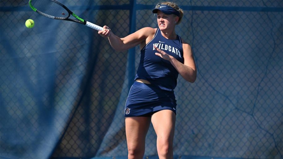 Annalise+Klopfer+picked+up+a+win+in+the+top+singles+position+against+Seton+Hall.