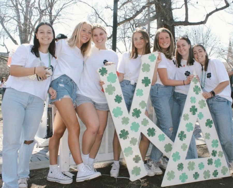 Members+of+Kappa+Delta+hosted+their+Shamrock+cornhole+tournament.%0A
