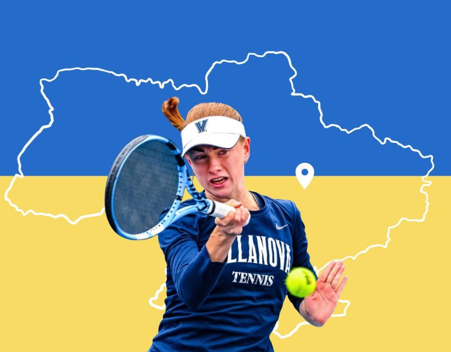 Valieriia Kornieva, a freshman tennis player from Dnipro, Ukraine,  plays for more than just Villanova on the court.