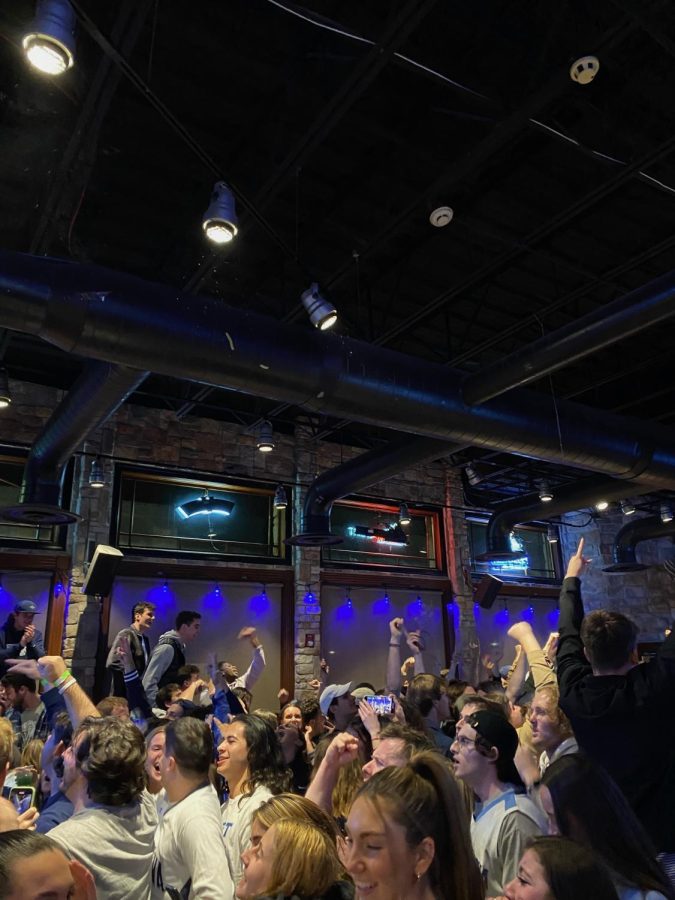Students waited hours to watch the game in Kelly’s.

