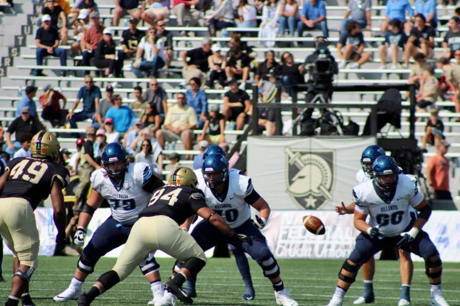 Villanova junior quarterback Connor Watkins was hurried and pressured on throws throughout the afternoon, and he was also sacked three times.