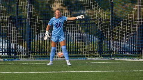 Megan McClay (above) had six saves in the victory. 