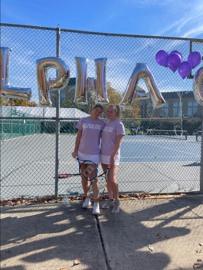 Julia Stanisci (left) and Meghan Chegwidden (right) participated in their sorority’s AXO open.

