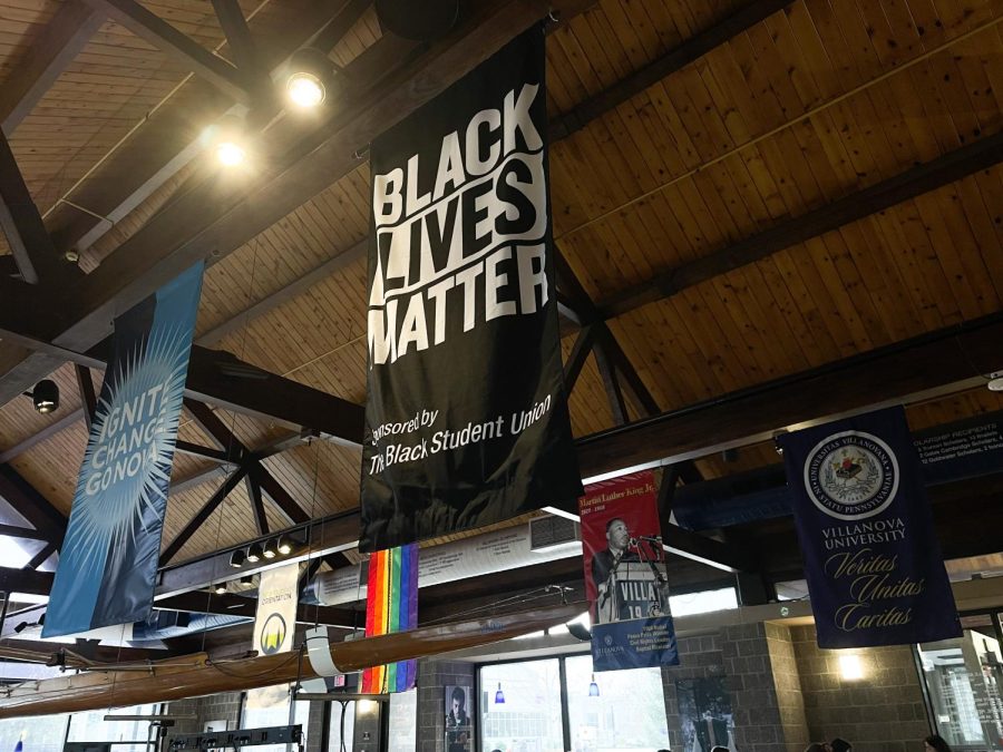 The BLM Flag in Connelly Center.