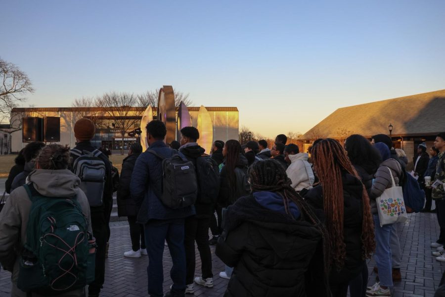 Students in BSU gather at the Oreo during the Flag Raising Ceremony.