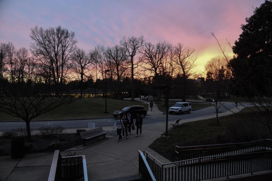 A South Campus sunset welcomes students back after winter break.