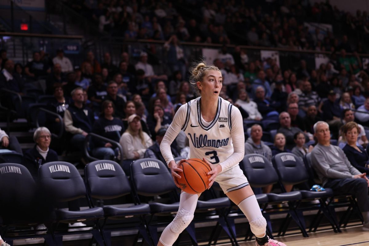 Junior guard Lucy Olsen led Villanova with 22 points against Marquette in the Big East Tournament quarterfinals. The seesaw match ended in Marquettes favor, 50–48.