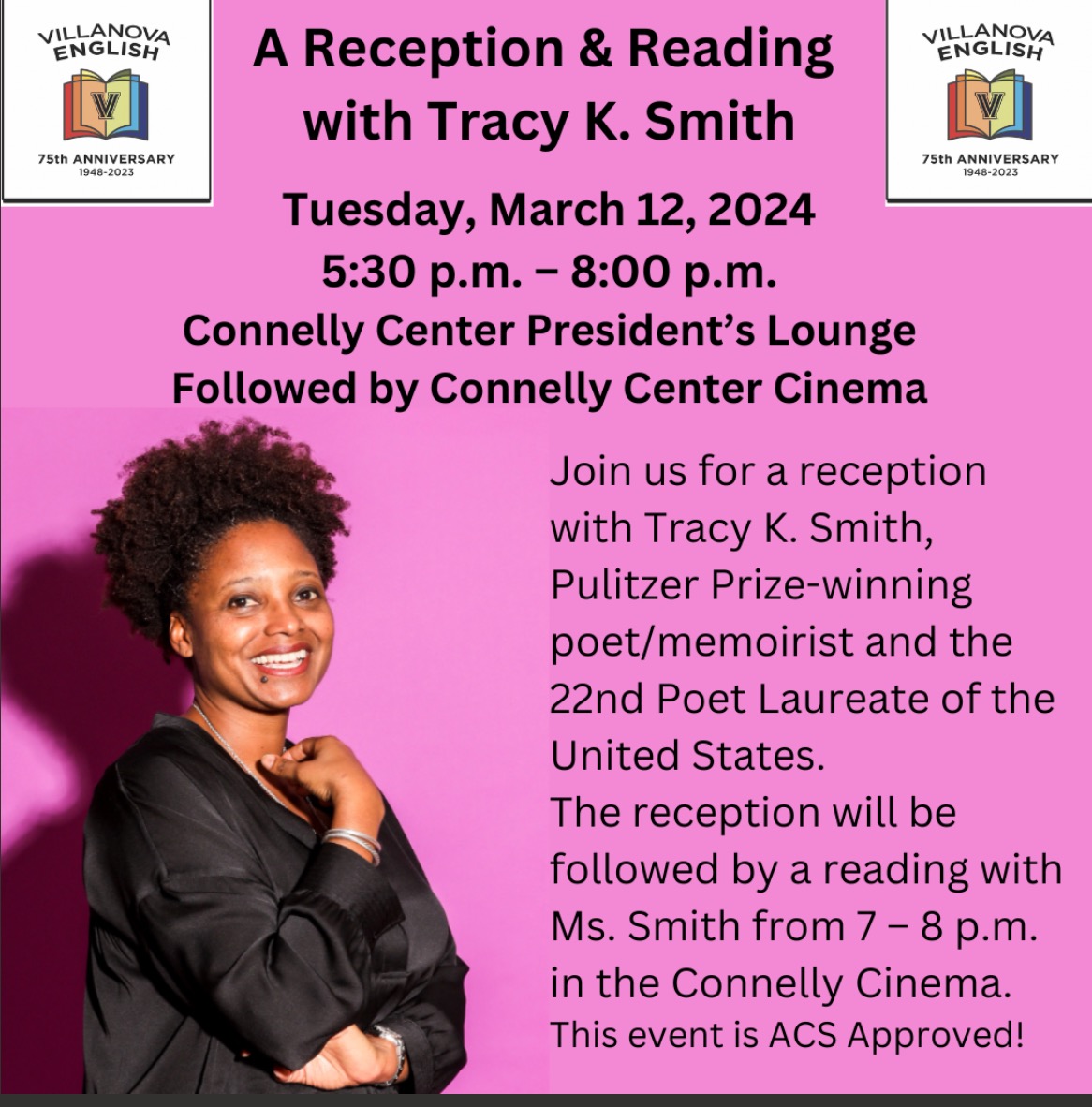 Villanova proudly hosted Tracy K. Smith this past Tuesday on campus. 