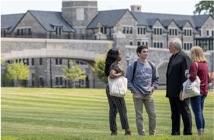 Father Peter speaking to Villanova students. Courtesy of Villanova University