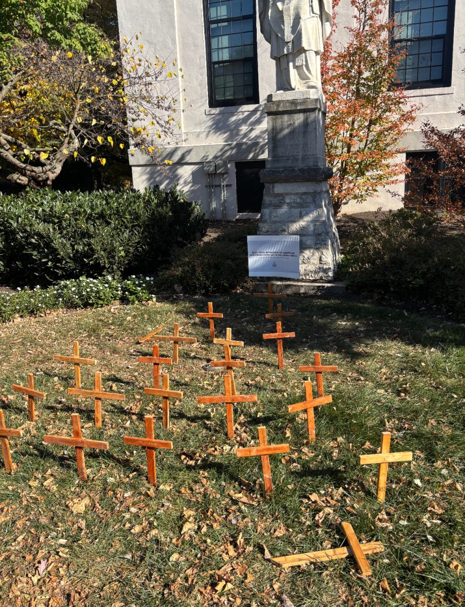 The pro life display can be seen outside Alumni Hall. 