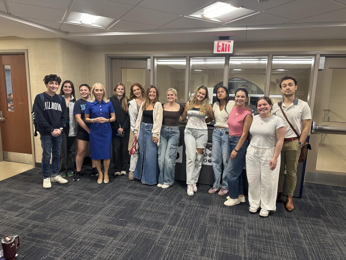 Villanova Democrats pose with Congresswoman Mary Gay Scanlon.