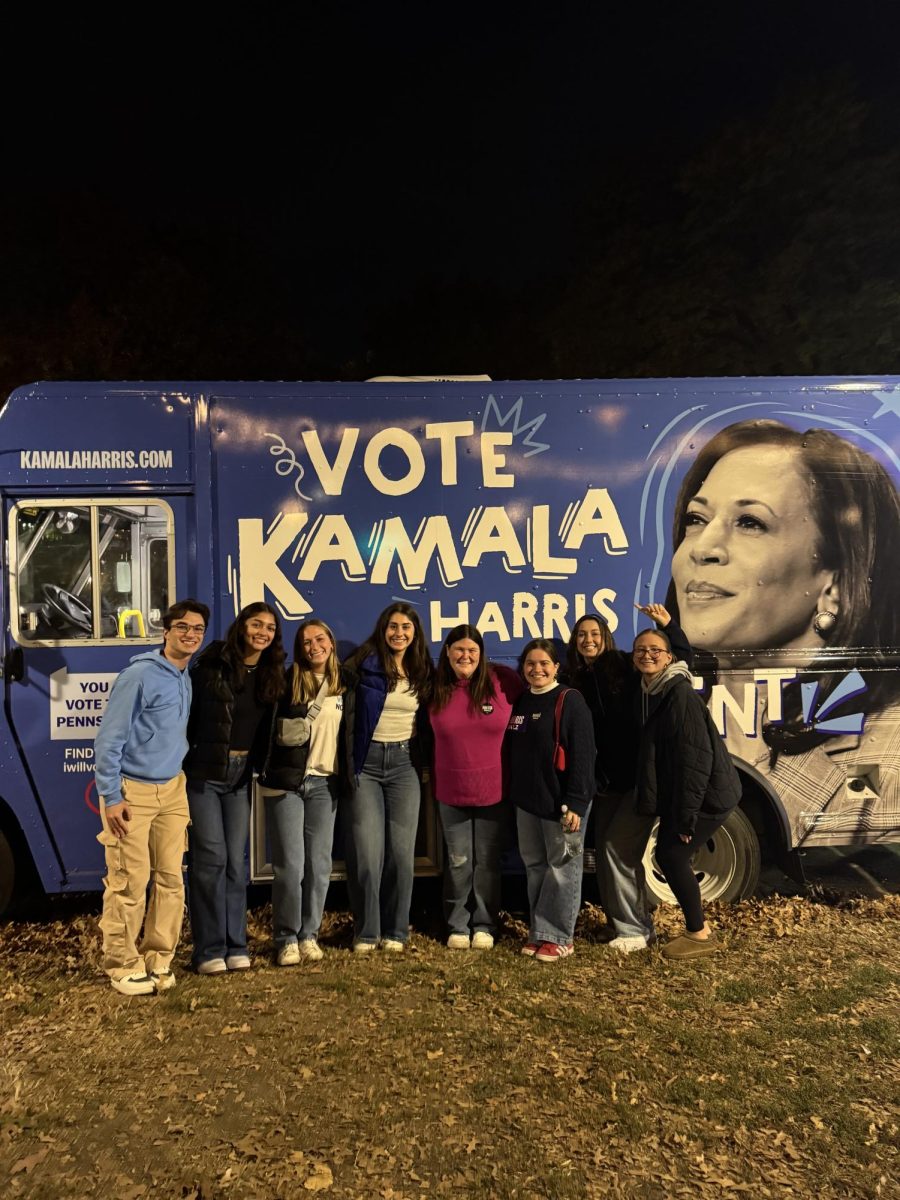 Villanova Students support Harris in Philly on Monday.