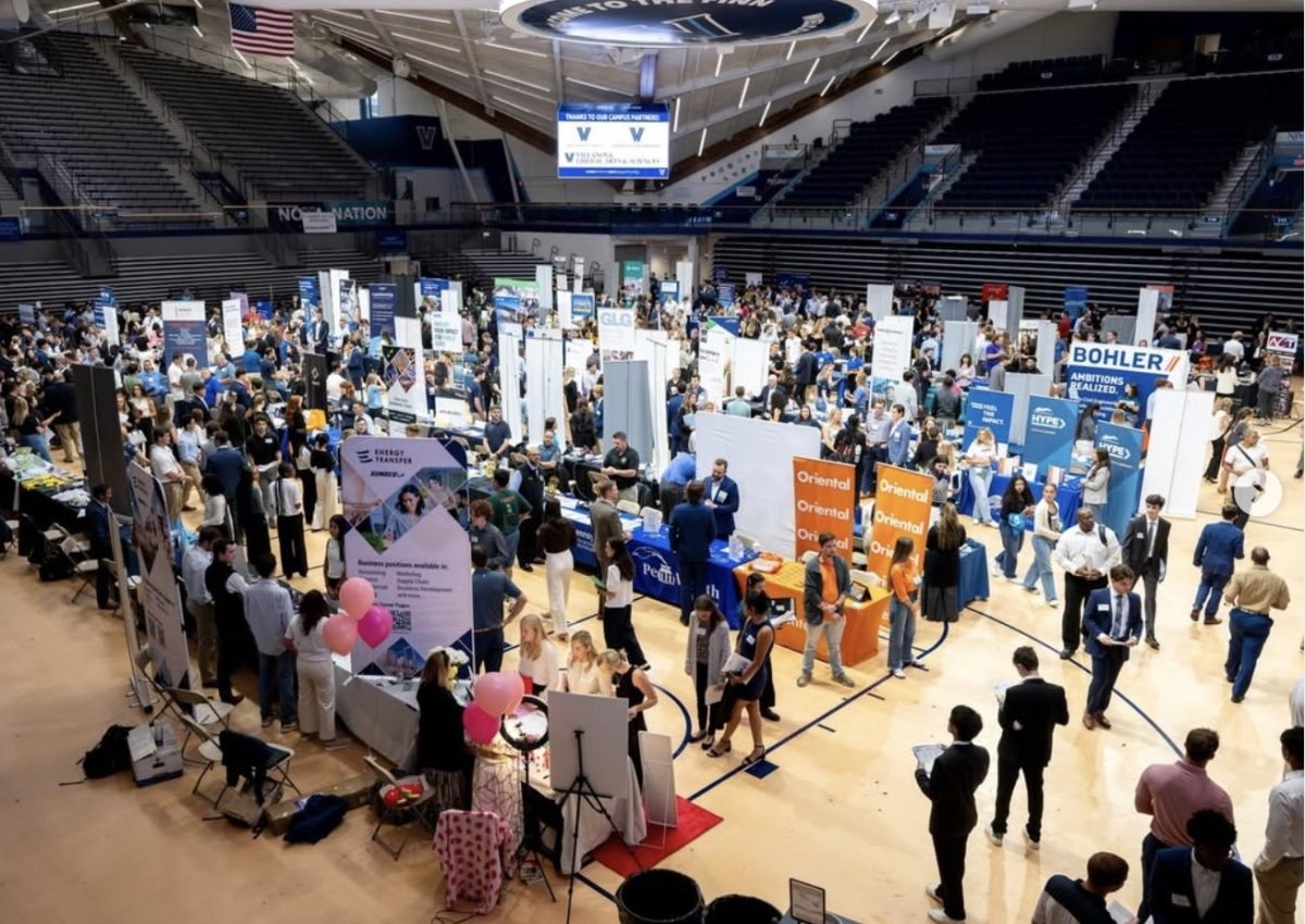 The Career Fair takes place annually at Villanova’s Finneran Pavilion, hosting hundreds of potential employers. 